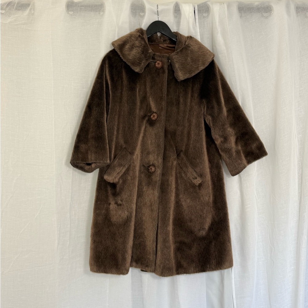 ☆ vintage faux fur brown coat ☆